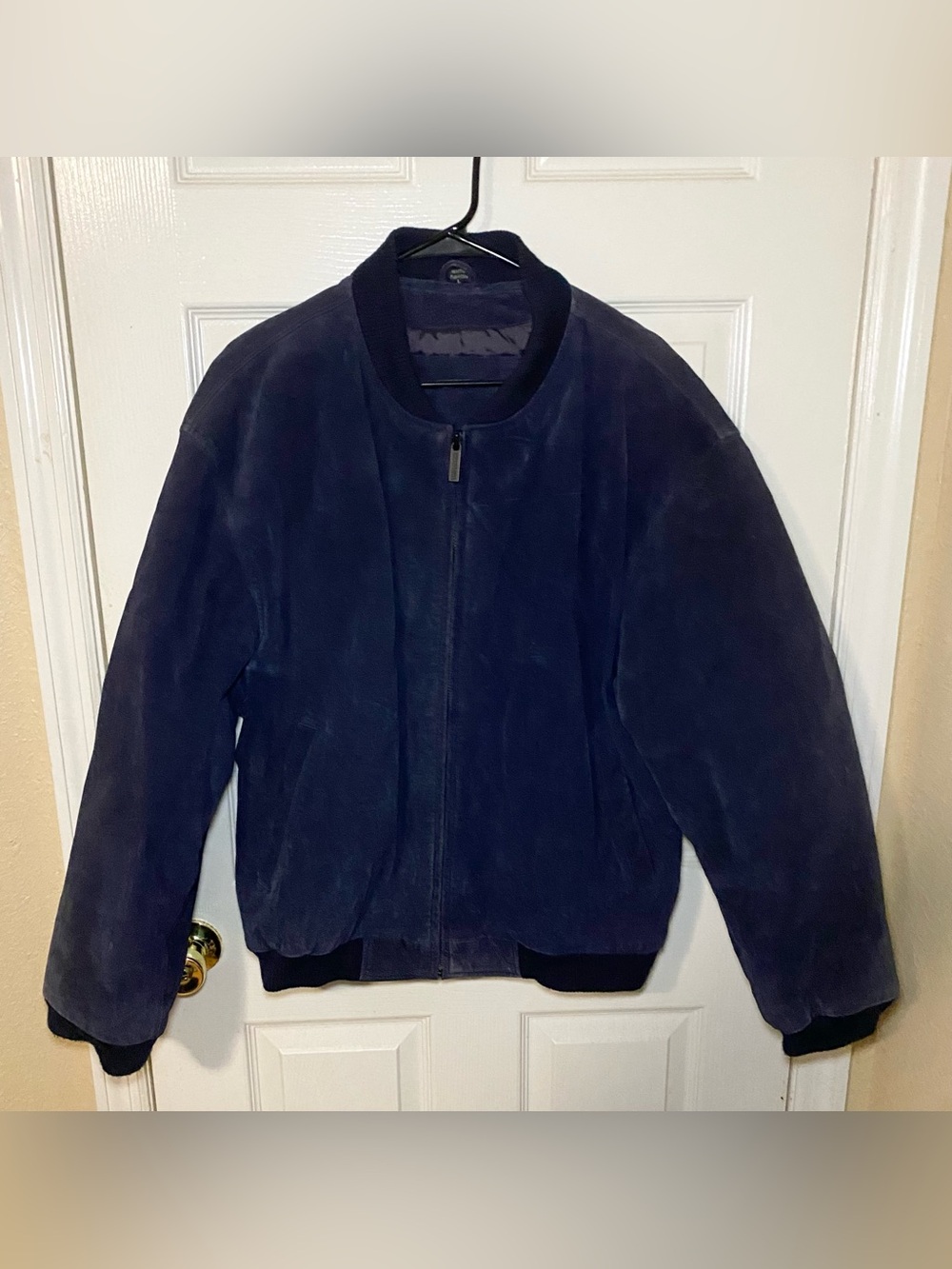 Kenneth Cole Navy Suede Bomber Jacket